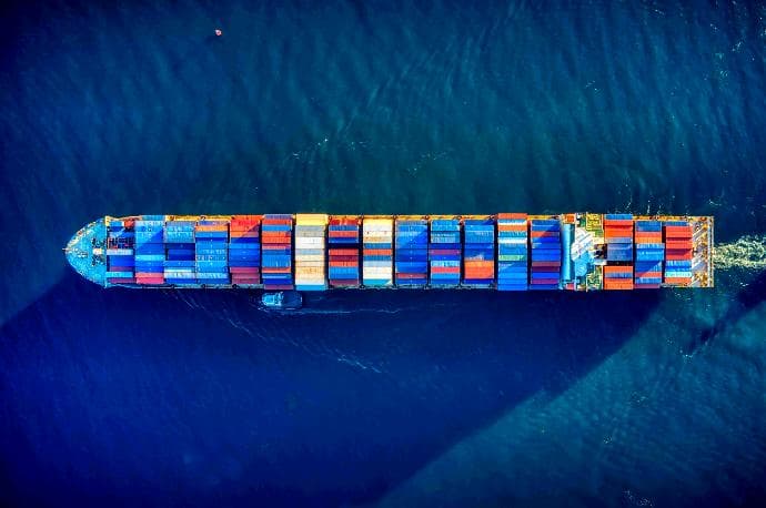 Cargo ship at sea